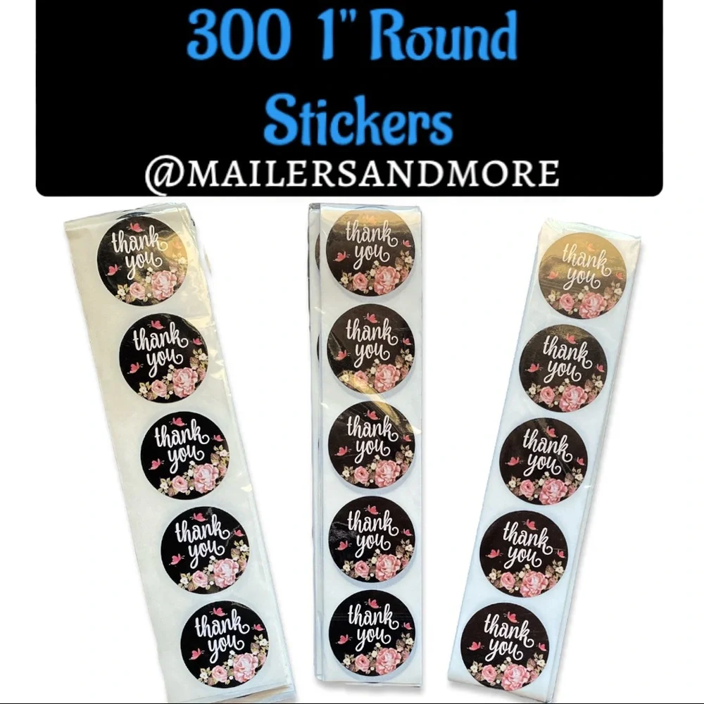 300 Pack of 1" Round Rose Butterfly Thank You Stickers "Thank you" PRICE IS FIRM - Picture 1 of 3
